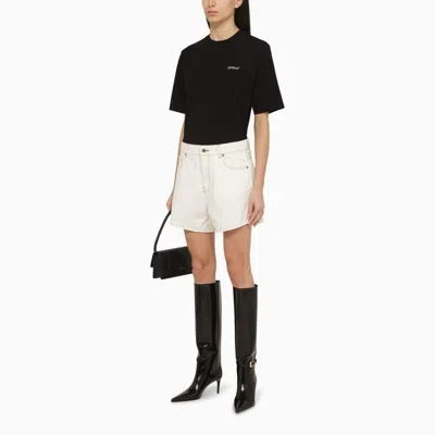 Shop Off-white Vintage White Denim Shorts With Cut-outs And Arrow Label