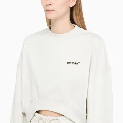Shop Off-white White Cotton Logo Cropped Sweatshirt For Women