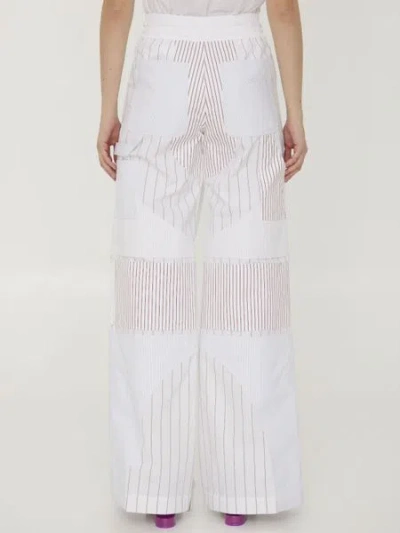 Shop Off-white White Motorcycle Pants In Cotton Poplin With Striped Details