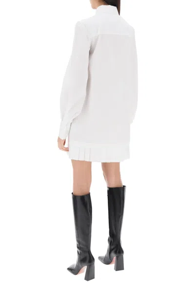 Shop Off-white White Pleated Shirt Dress For Women
