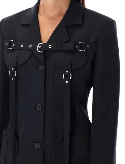 Shop Off-white Women's Black Cargo Jacket With Adjustable Belt Closure