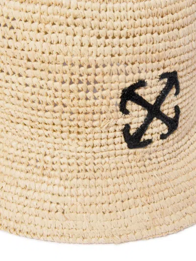 Shop Off-white Women's Ss24 Raffia Bucket Hat In Beige
