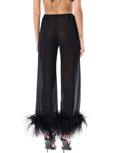 Shop Oseree Luxurious Black Feather Pants For Women