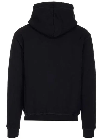 Shop Palm Angels Black Cotton Hoodie With Ribbed Cuffs And Lower Edge For Men
