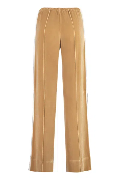 Shop Palm Angels Premium Velvet Trousers For Women In Beige