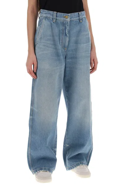 Shop Palm Angels Wide-leg Denim Jeans For Women In Blue