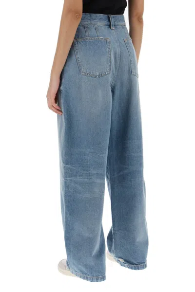 Shop Palm Angels Wide-leg Denim Jeans For Women In Blue