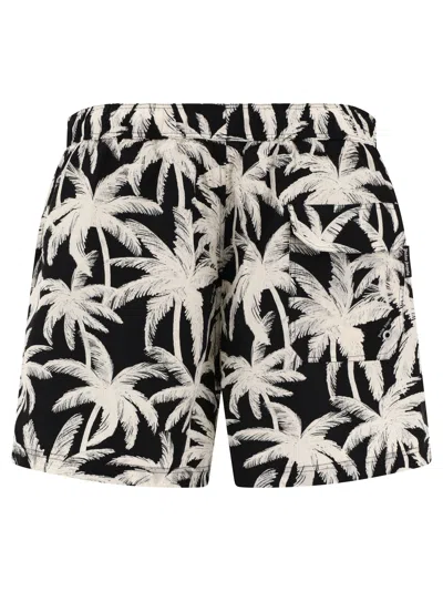 Shop Palm Angels Men's Black Beach Shorts For Ss24