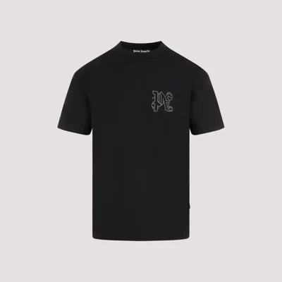 Shop Palm Angels Men's Monogram Studded Classic T-shirt In Black For Ss24