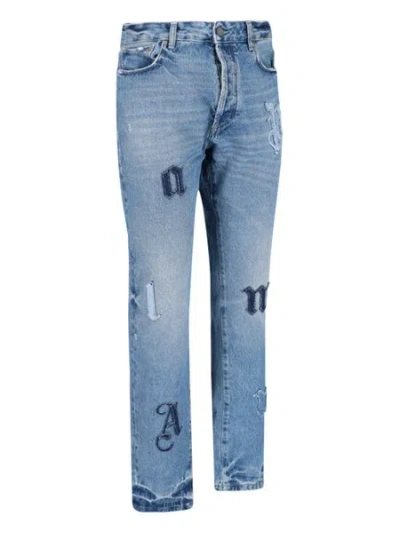 Shop Palm Angels Midnight Blue Straight-leg Jeans For Men In White