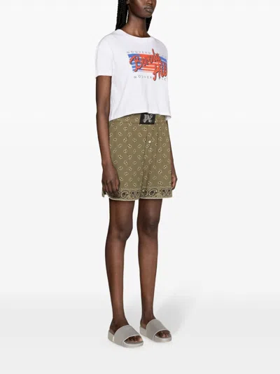 Shop Palm Angels Olive Green Paisley Print Shorts For Women From Ss24 Collection
