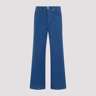 Shop Palm Angels Navy Chambray 5 Pockets Pants For Men In Blue