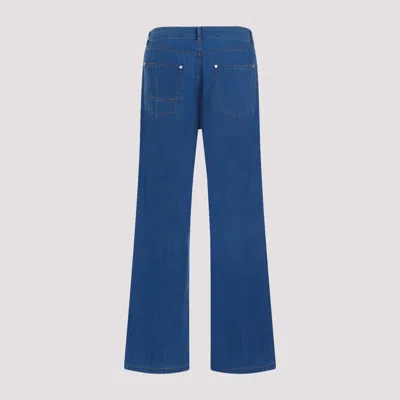 Shop Palm Angels Navy Chambray 5 Pockets Pants For Men In Blue