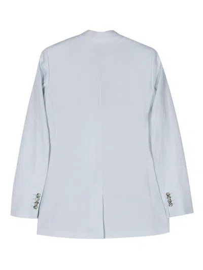 Shop Paul Smith Light Blue Linen/flax Single-breasted Jacket For Women In Clear Blue