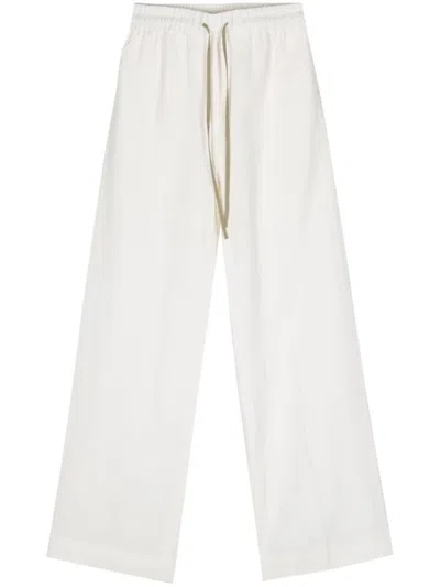 Shop Paul Smith Linen Wide-leg Trousers In White
