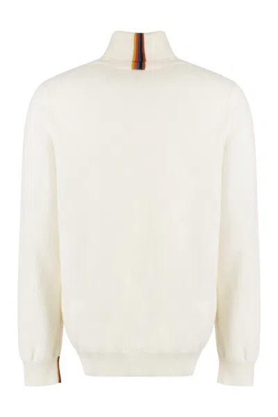 Shop Paul Smith Men's White Cashmere Turtleneck Sweater For Fw23