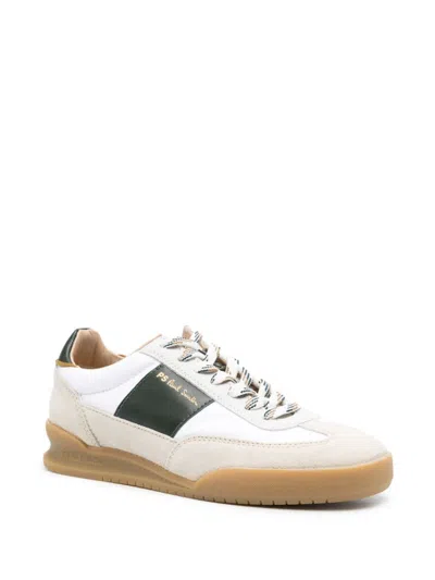 Shop Paul Smith Men's White Suede Panel Sneakers