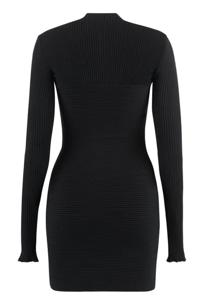 Shop Philosophy Di Lorenzo Serafini Black Cut-out Detail Sweater Dress With Crossover Neckline For Women