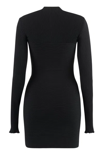 Philosophy Di Lorenzo Serafini Mini Dress With Long Sleeves And V Neckline In Black