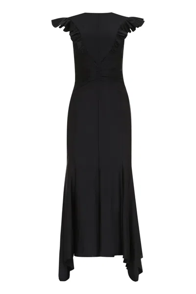 Shop Philosophy Di Lorenzo Serafini Black Ruffled Dress With Asymmetric Hem For Women