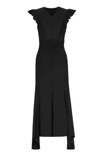 Shop Philosophy Di Lorenzo Serafini Black Ruffled Dress With Asymmetric Hem For Women