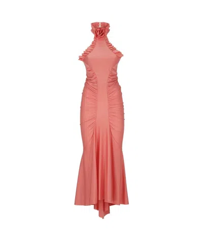 Shop Philosophy Di Lorenzo Serafini Fuchsia Lycra Ruffle Midi Dress For Women In Pink