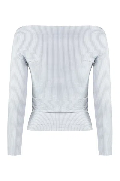 Shop Philosophy Di Lorenzo Serafini Light Blue Crepe Blouse With Side Button Fastening For Women