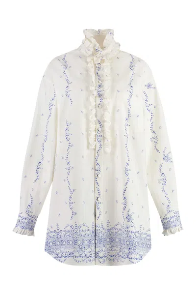 Shop Philosophy Di Lorenzo Serafini White Poplin Ruffled Shirtdress