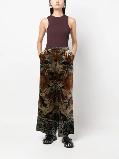 Shop Pierre-louis Mascia Bold And Graphic Brown Wide-leg Trousers For Women