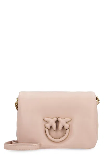Shop Pinko Love Click Baby Puff Leather Handbag In Pink
