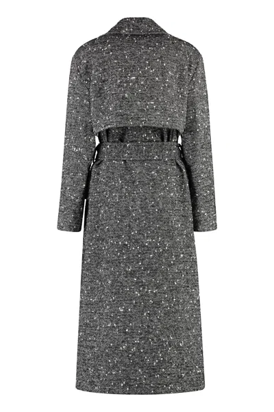 Shop Pinko Women's Grey Wool Trench Jacket For Fw23