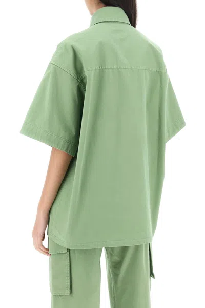 Shop Stella Mccartney Organic Cotton Utility Shirt In Green For Women | Ss24 Collection