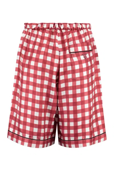 Prada Stylish Vichy Trousers For Men In Biancoroso