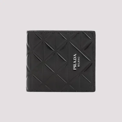 Shop Prada Black Triangular Horizontal Wallet For Men's Accessories