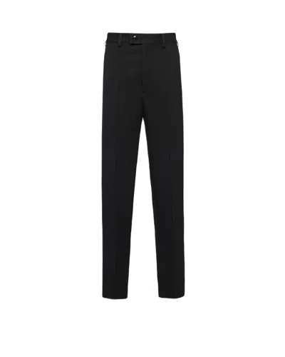 Shop Prada Classic Black Men's Trousers For Fw23