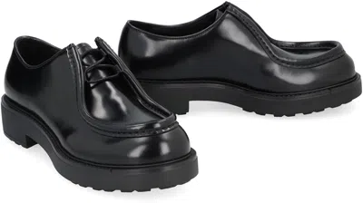 Shop Prada Classic Leather Lace-up Shoes For Men In Black