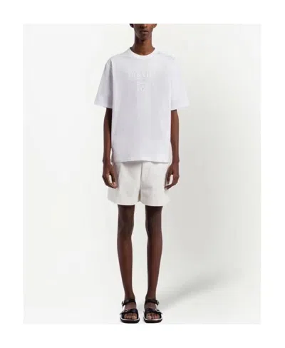 Shop Prada White Cotton Men's T-shirt For Summer 2024 |  Girocollo Mc