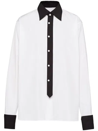 Shop Prada Classic White Cotton Shirt For Men