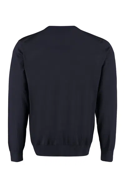 Shop Prada Fine-knit Ribbed Sweater In Blue For Men