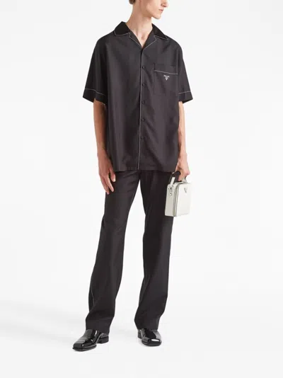 Shop Prada Luxurious Black Silk Shirt For Men