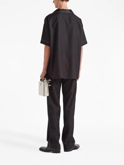 Shop Prada Luxurious Black Silk Shirt For Men
