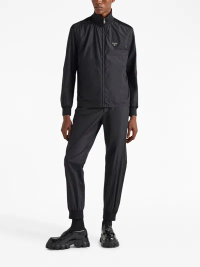 Shop Prada Luxurious Black Silk Trousers For Men