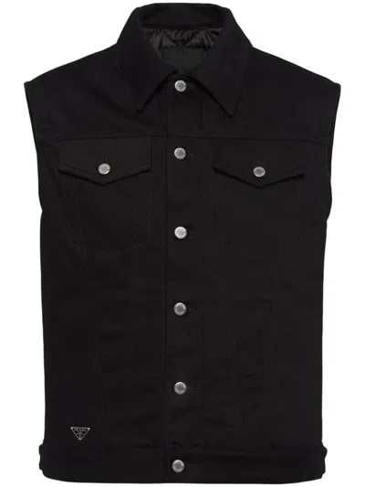 Shop Prada Men's Black Cotton Vest For Ss24