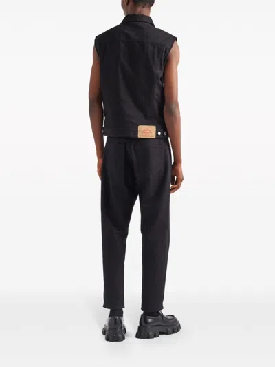 Shop Prada Men's Black Cotton Vest For Ss24
