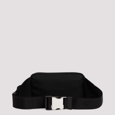 Shop Prada Men's Black Re-nylon And Saffiano Belt Handbag