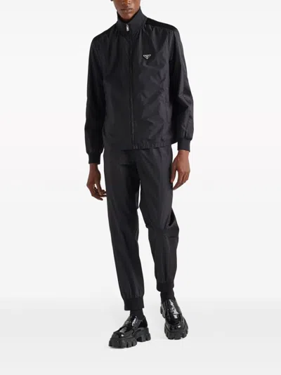 Shop Prada Men's Black Silk Jacket For Timeless Elegance