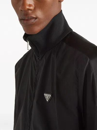 Shop Prada Men's Black Silk Jacket For Timeless Elegance