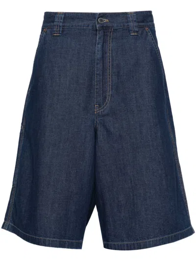 Shop Prada Men's Blue Denim Pants With Multiple Pockets