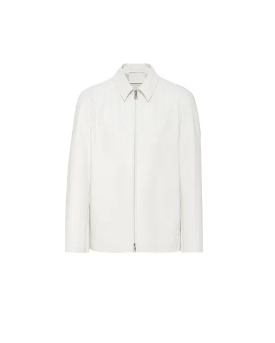 Shop Prada Premium White Calf Leather Shirt Jacket For Men