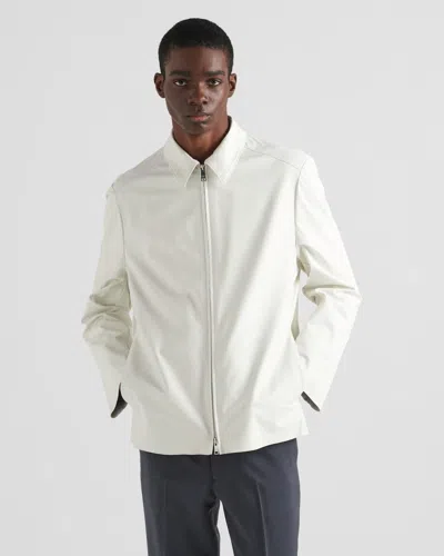 Shop Prada Premium White Calf Leather Shirt Jacket For Men